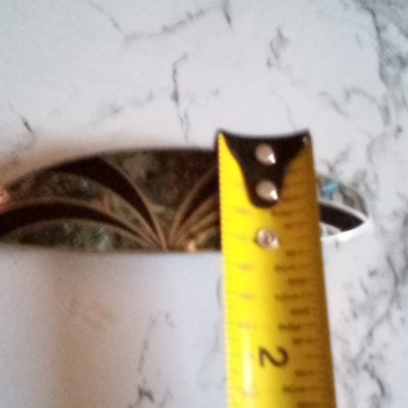 Vintage Alpaca Mexico Black Enamel and Abalone Inlay Barrette - Picture 4 of 6